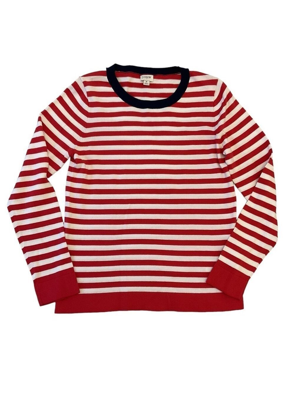 J.Crew knit sweater stripped sweater red white 100% lightweight cotton in medium